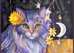 This whimsical Lavender Cat can brighten your day!