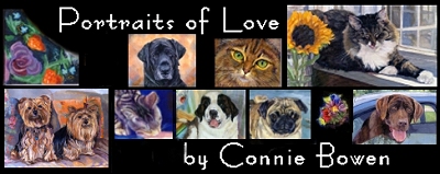 Pet Portraits of Love by Connie Bowen. Dog paintings, horse paintings, cat paintings from photos. Custom dog portraits, custom cat portraits, custom horse portraits by artist Connie Bowen